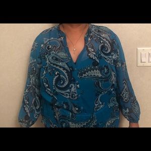 Blue Bandana Print Sheer Shirt
